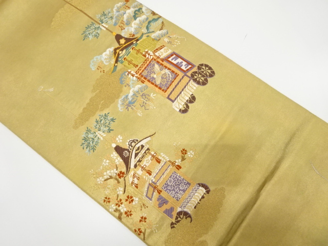 アンティーク　引箔　鉾車模様織り出し袋帯（材料）